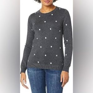 J.Crew Mercantile Merino Wool Blend Gray Polka Dot Pullover Sweater Size XXL